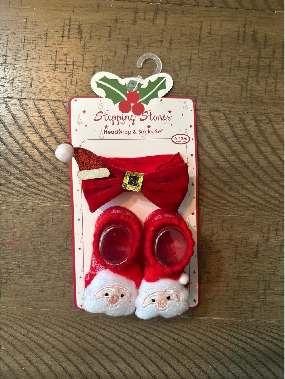 New Christmas Baby Headwrap & Socks Set Santa Holiday Infant Gift